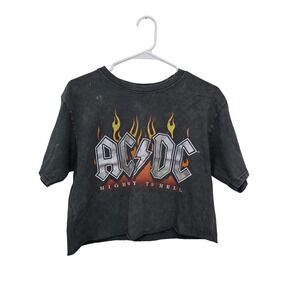 AC/DC Highway To Hell Graphic Crop Top T-Shirt Mineral‎ Wash Black Medium